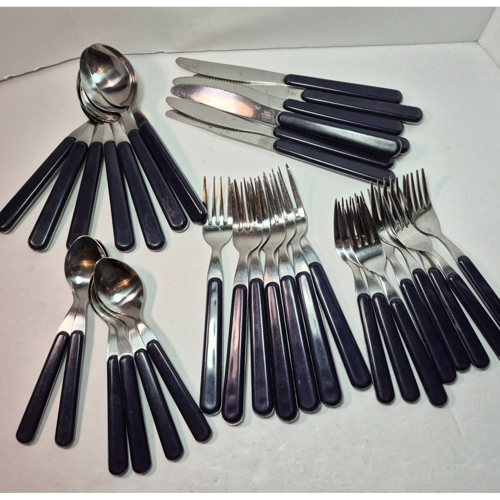 Stainless Steel China Dark Blue Navy Plastic Acrylic Handle Mixed Lot of 35